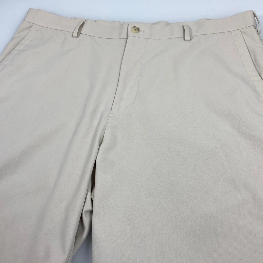 Peter Millar Mens 38 Beige Performance Wicking Golf Shorts Good Solid Khaki Flaw